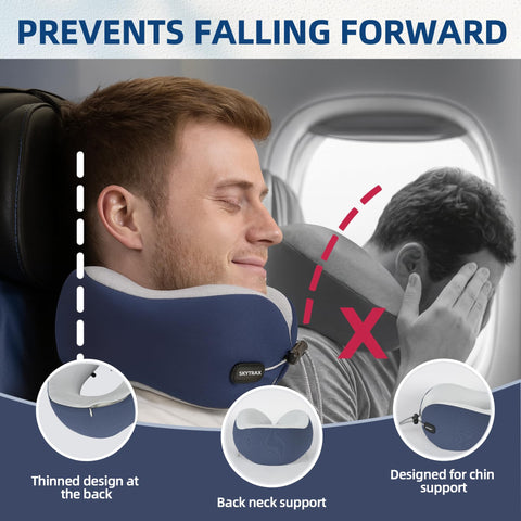 SKYTRAX COMF memory foam neck support provides lightweight, odor-free comfort