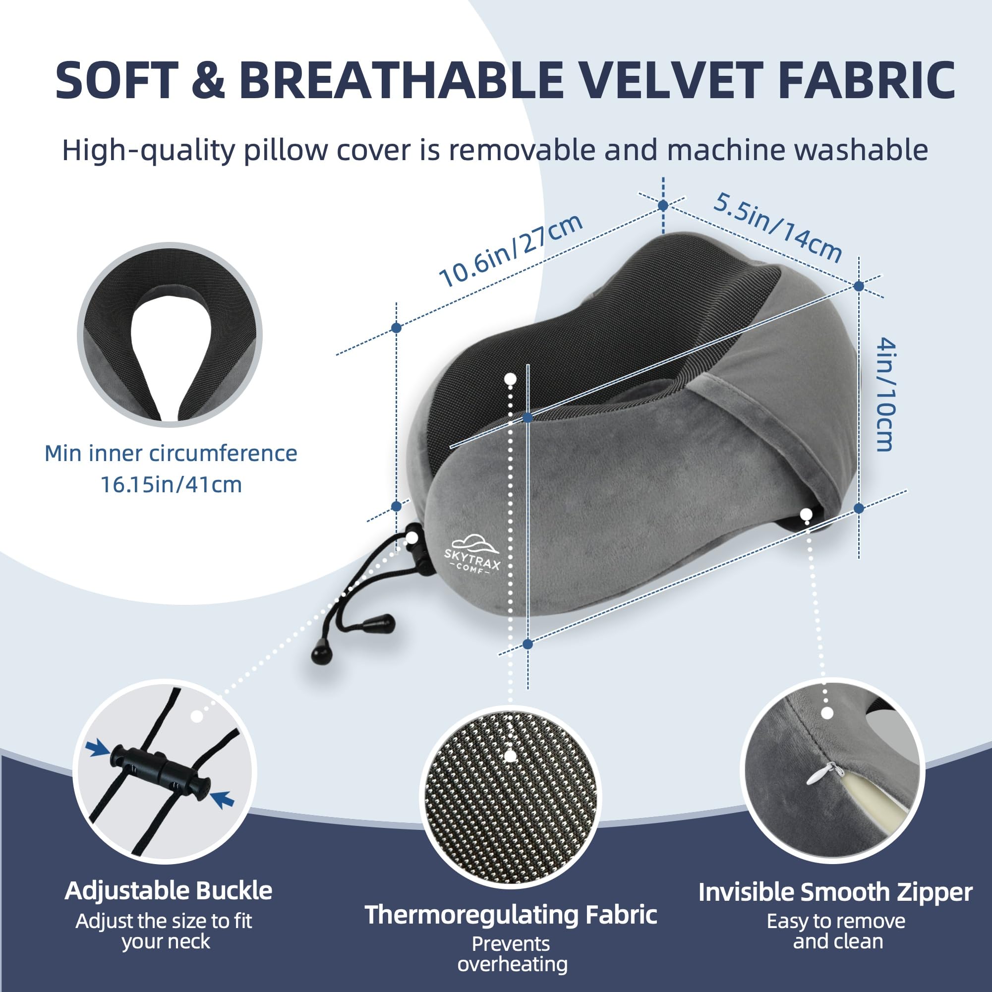 Pillow in carrying pouch by Skytrax Comf, ready for on-the-go comfort.