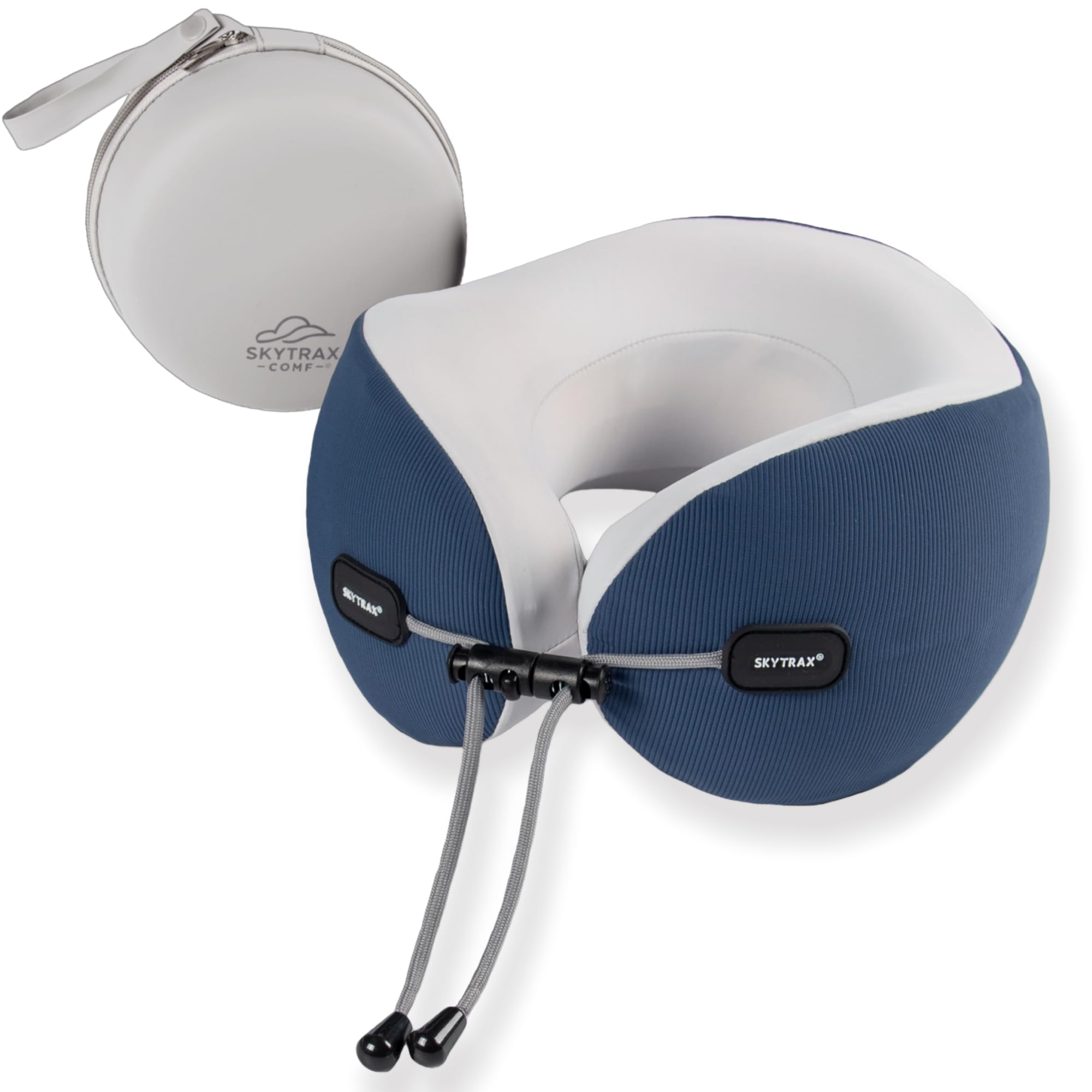 SKYTRAX COMF premium neck pillow with ice-silk cover for cool travel comfort on long flights