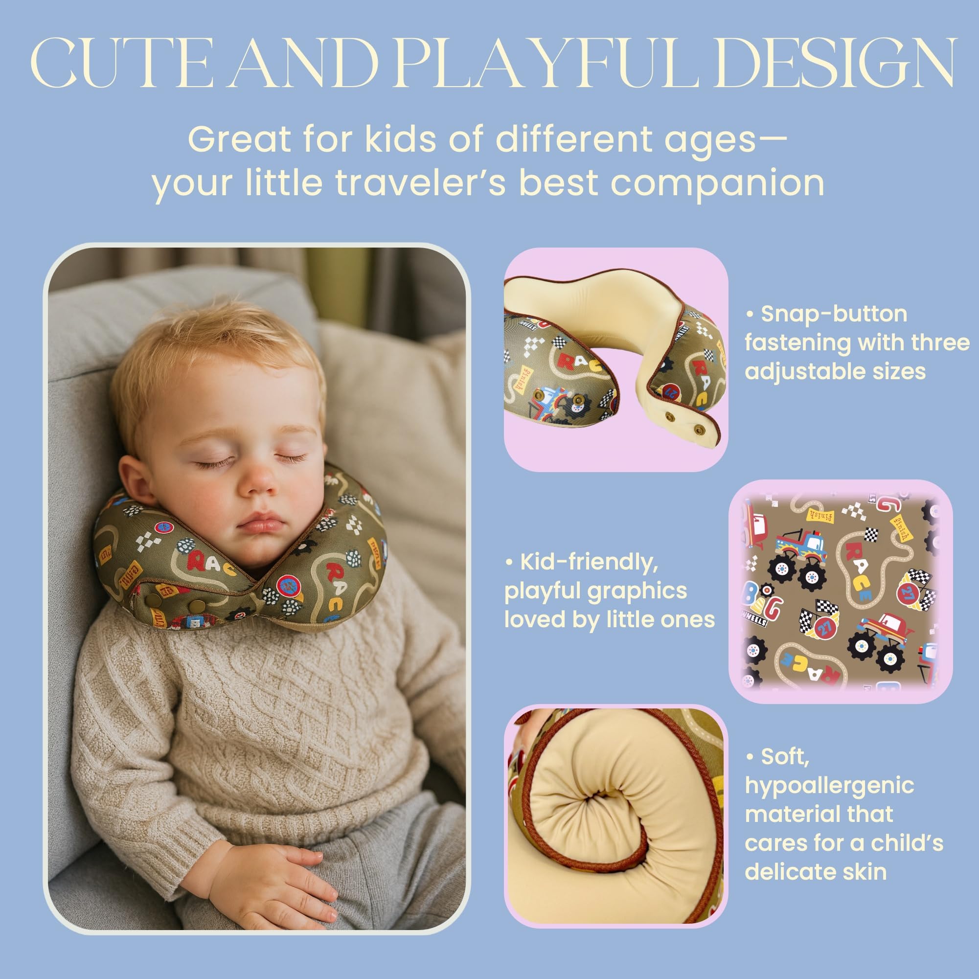 SKYTRAX COMF Racecar neck pillow storage bag included for travel