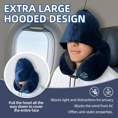Skytrax Comf pillow with removable velvet cover stays clean between trips