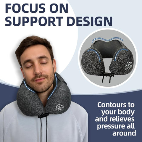 Skytrax Comf compact design that fits in a carry-on pouch