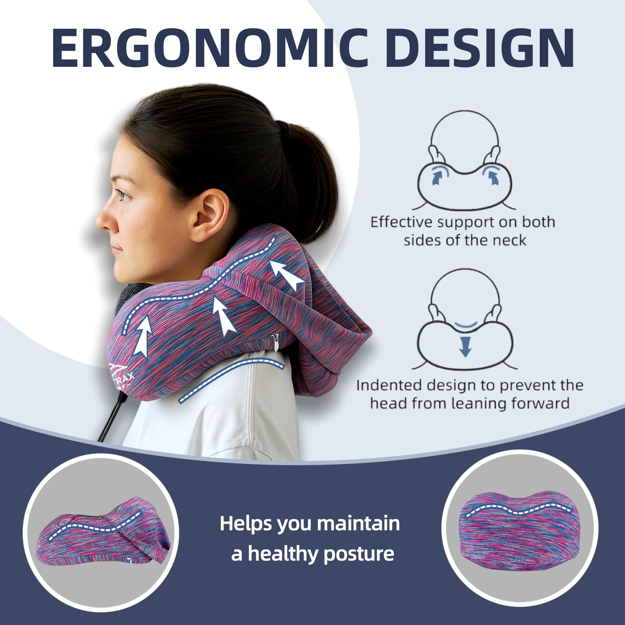 Skytrax Comf folded pillow fits compactly for easy road trips