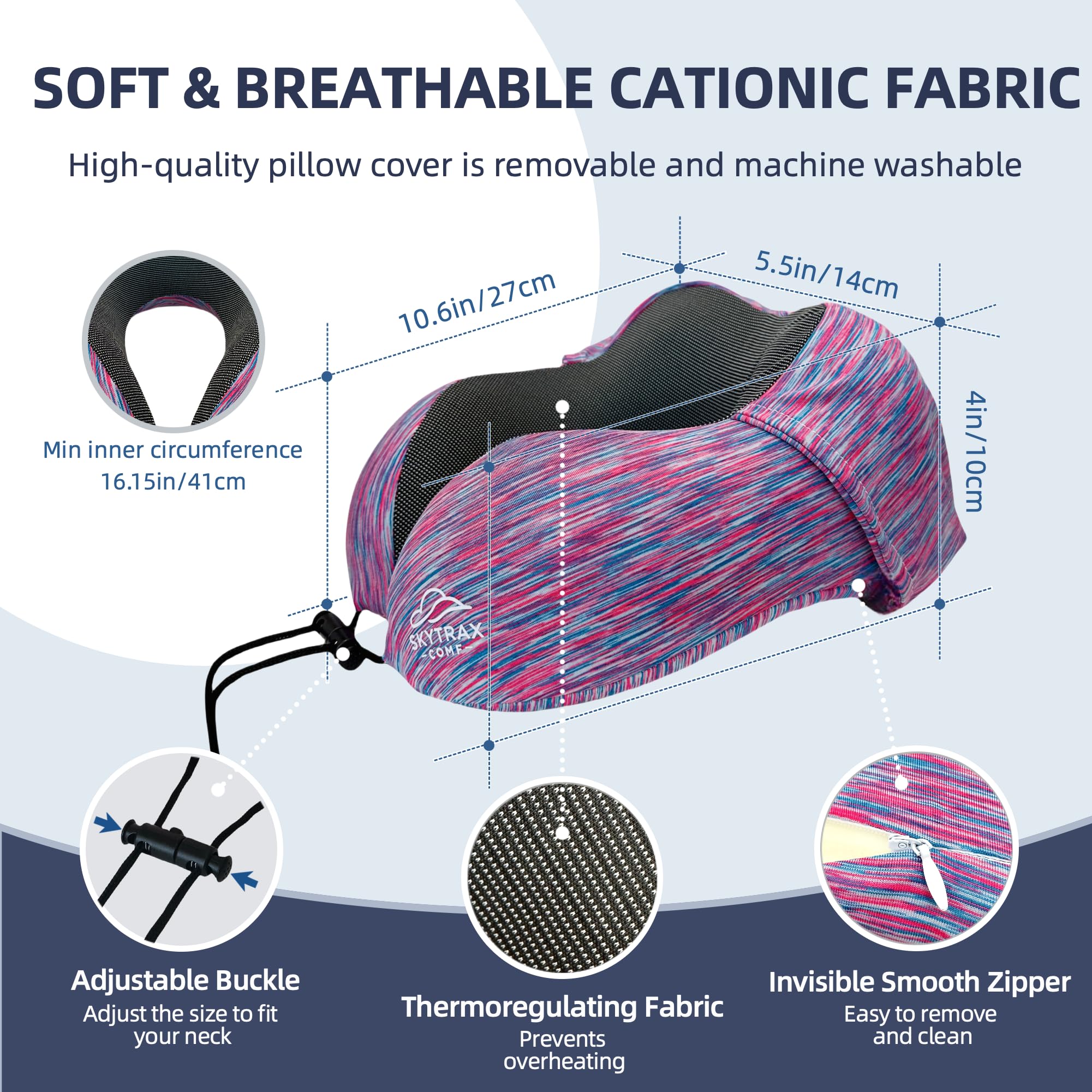 Skytrax Comf pillow in cabin use provides stable neck support