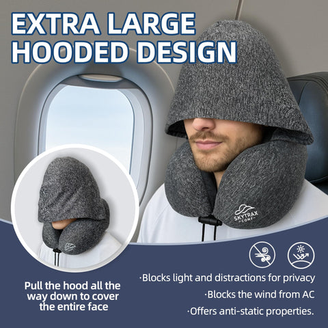 Skytrax Comf memory foam supports neck and shoulders