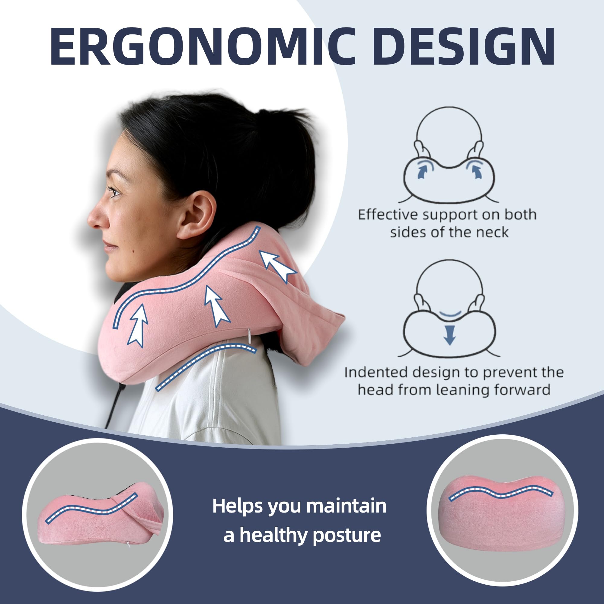 Skytrax Comf travel pillow adjustable fit for secure, personalized support.