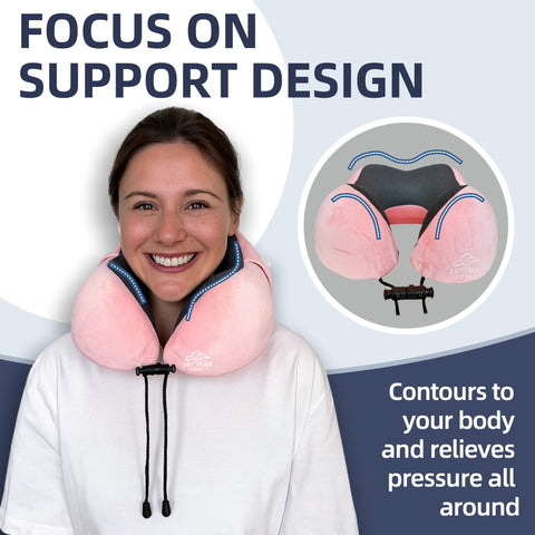 Skytrax Comf travel pillow compact design fits easily in a carry-on.