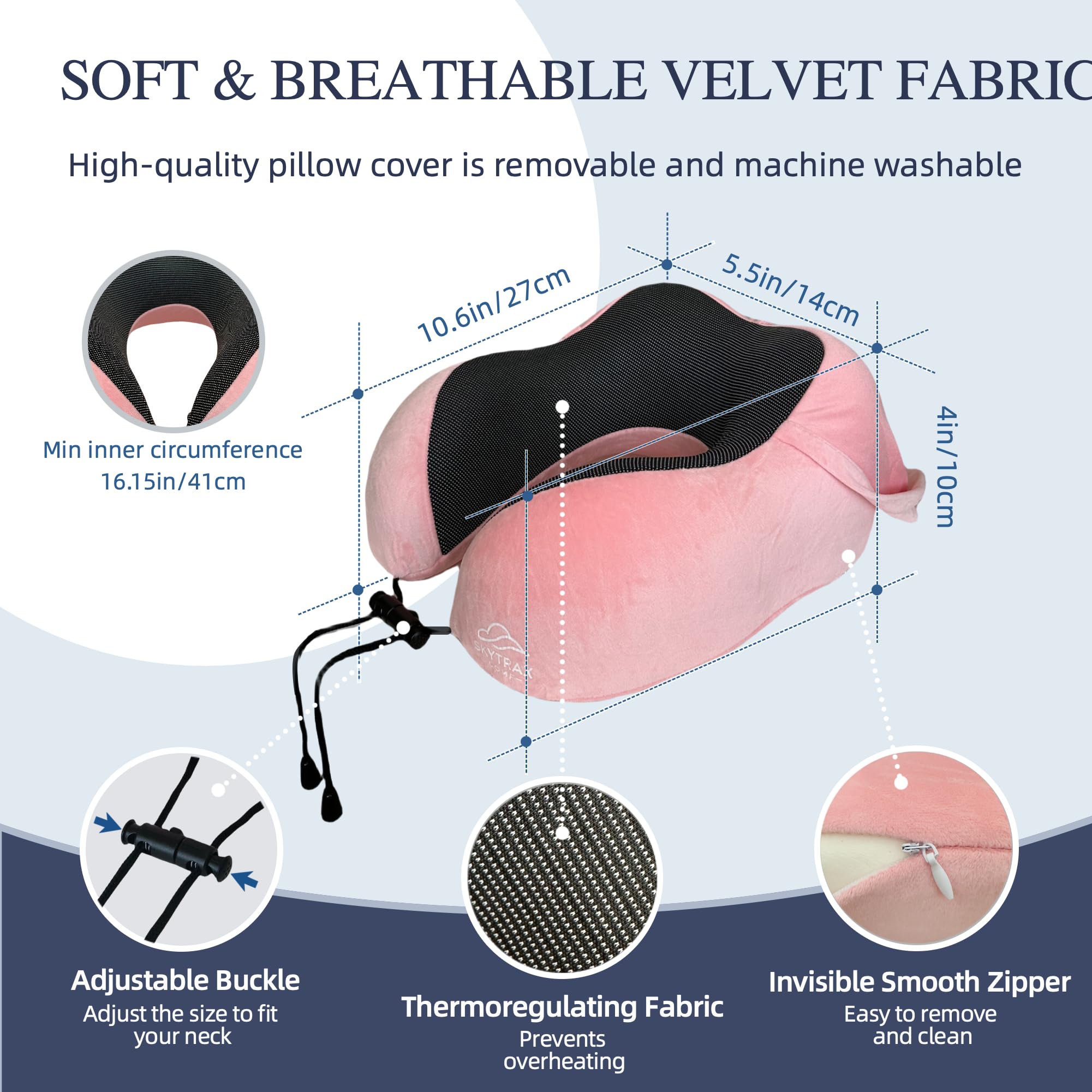 Skytrax Comf travel pillow with rollable carrying pouch for on-the-go use.