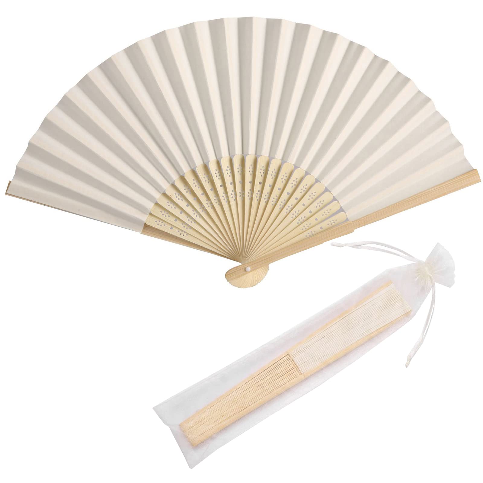 SL crafts 50pcs paper hand fans cream packaging: ideal for event prep.