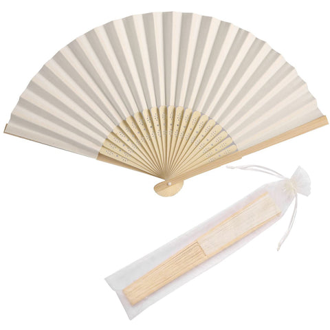 SL crafts 50pcs paper hand fans cream packaging: ideal for event prep.