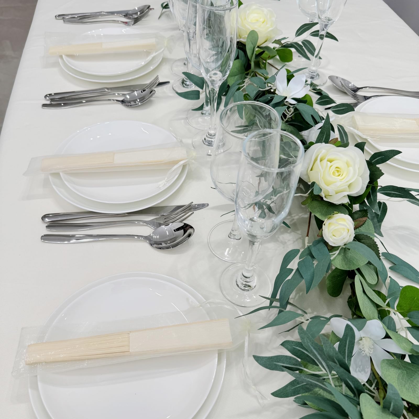 SL crafts folding fan cream closed: elegant accessory for wedding decor.