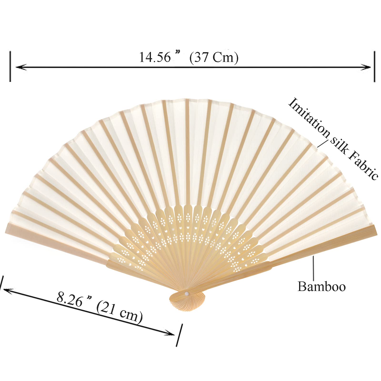 SL crafts imitation silk hand fan opened to reveal cream panels