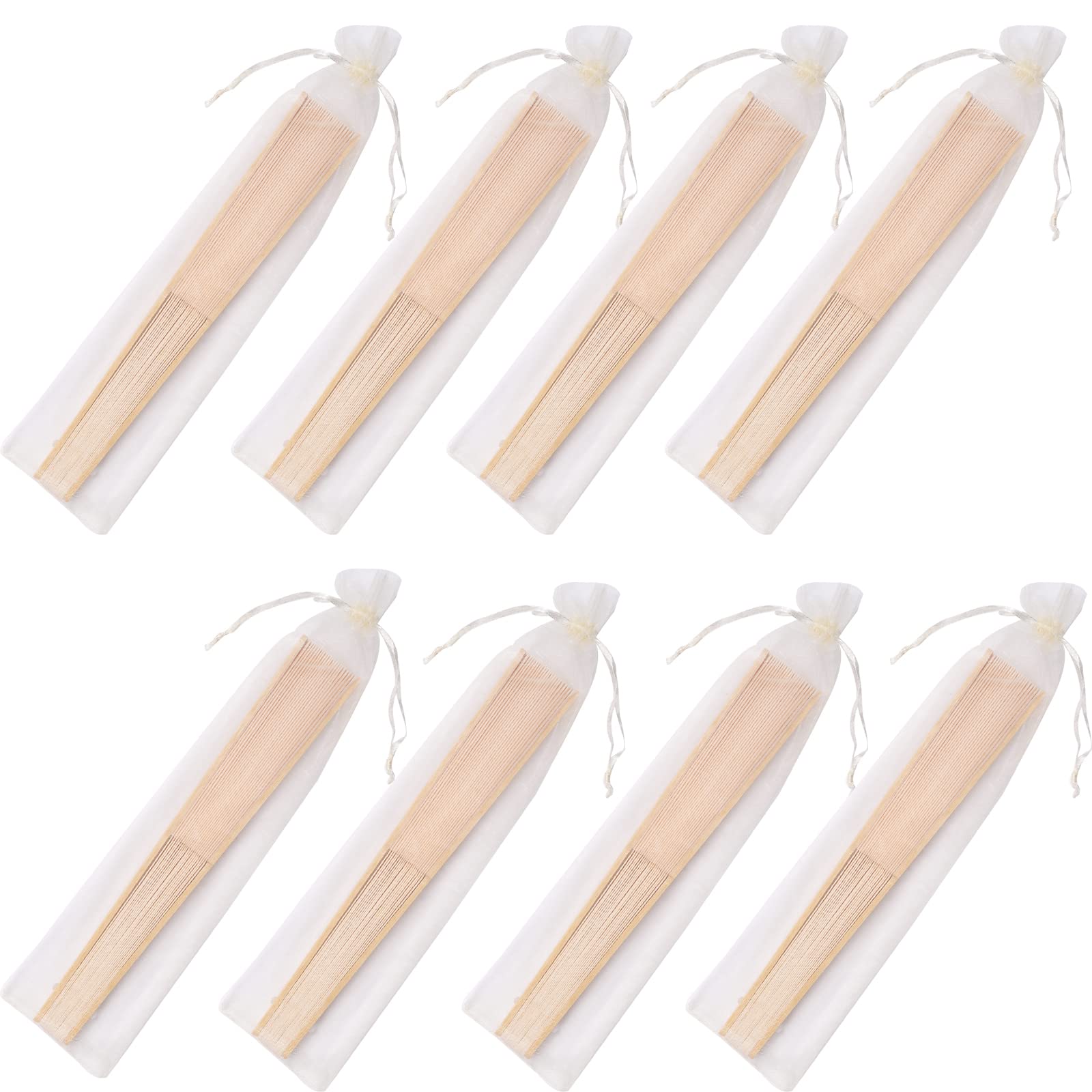SL crafts cream hand fans arranged as wedding favors for decor