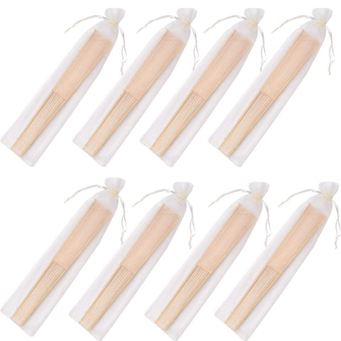 SL crafts cream hand fans arranged as wedding favors for decor