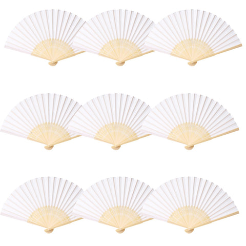 SL crafts white hand fan for bridal decor and events.