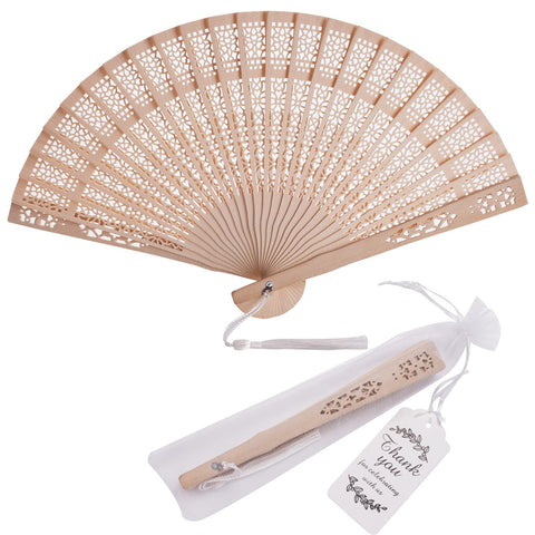 SL crafts wooden hand fan closed 8in in sandalwood finish for elegant wedding favors