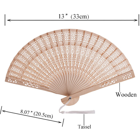 SL crafts wooden hand fan open 13in showcases natural sandalwood and classic appeal