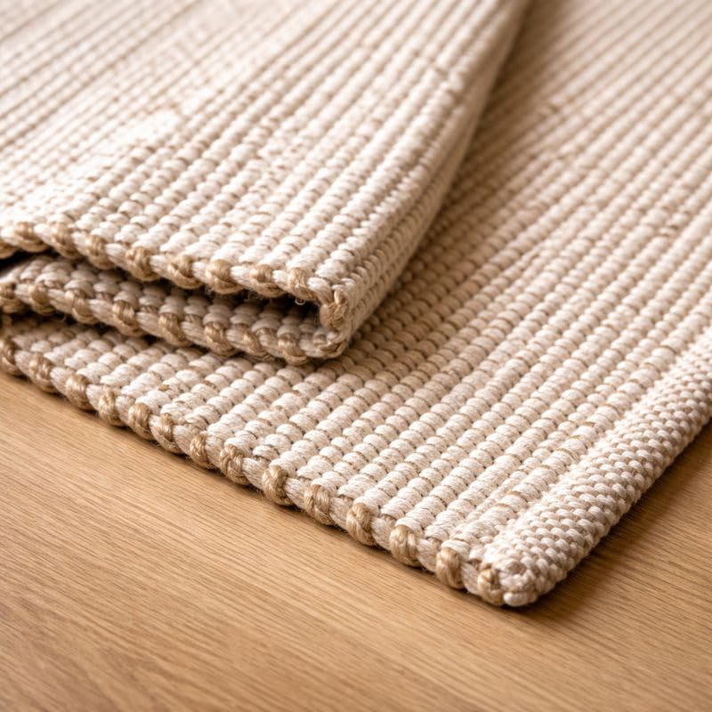S & L Homes jute-cotton hand woven natural area rug in 2x3, durable and eco friendly.