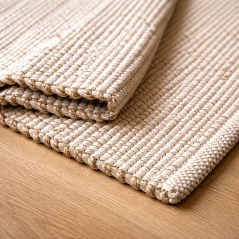 S & L Homes jute-cotton hand woven natural area rug in 2x3, durable and eco friendly.