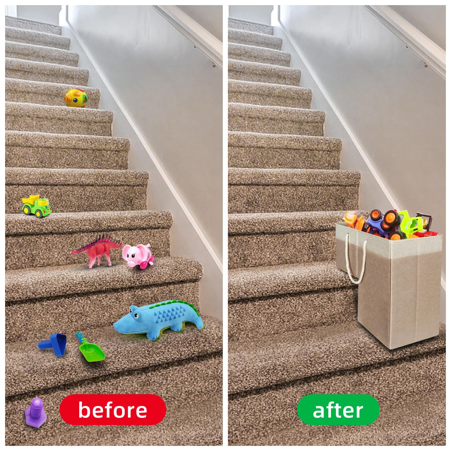 slcinwzdt stair basket 16-inch length offers large capacity for clothing and toys