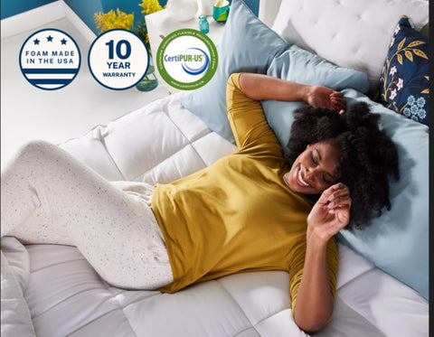 Sleep Innovations CertiPUR-US hypoallergenic materials support clean, high-quality sleep.
