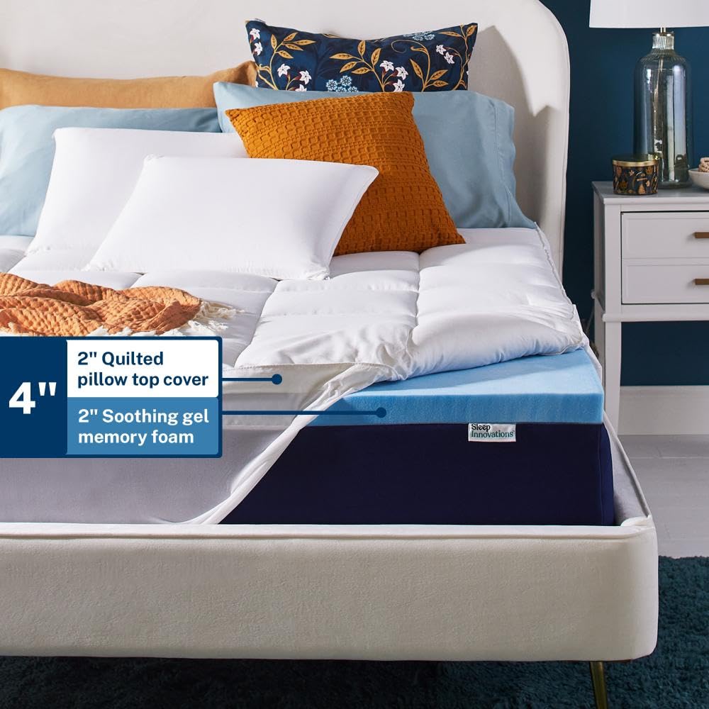 Sleep Innovations queen-size-topper supports the body evenly.