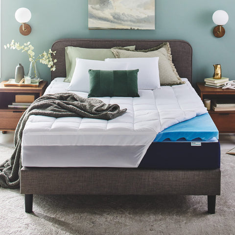 Sleep Innovations dual-layer topper with plush pillow-top for luxurious comfort.