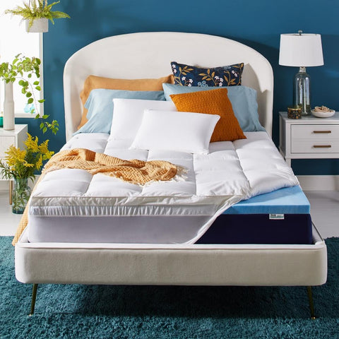 Sleep Innovations pillow-top-cover enhances softness and is easy to wash.