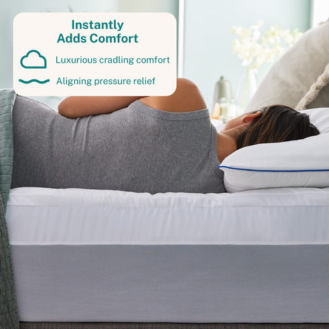 Sleep Innovations 3in gel memory foam layer provides cooler, supportive rest.