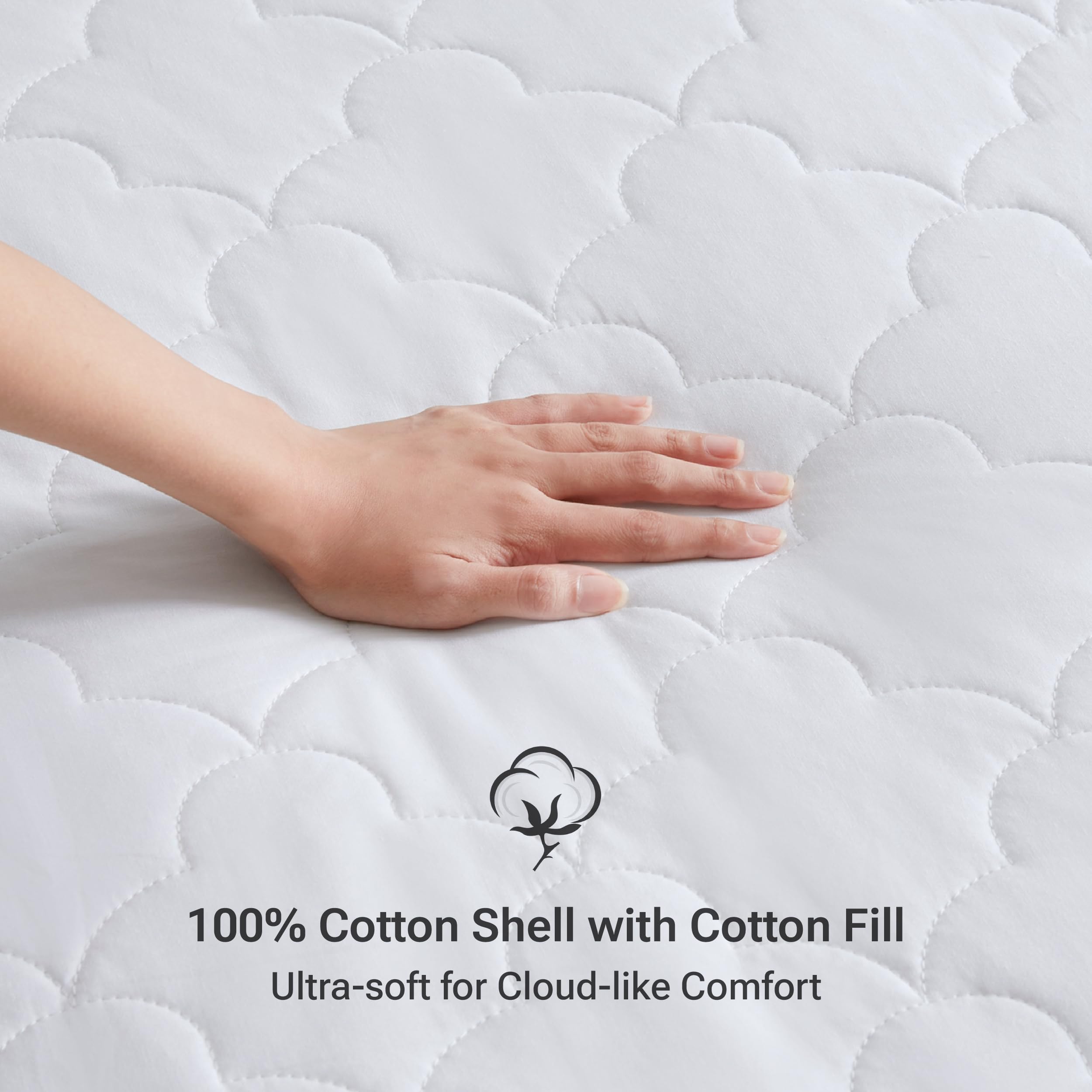 Sleep Philosophy twin mattress pad face and reverse cotton percale for breathable comfort.