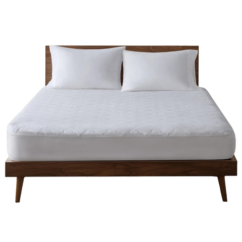 Sleep Philosophy white twin mattress pad adds classic bedding style.