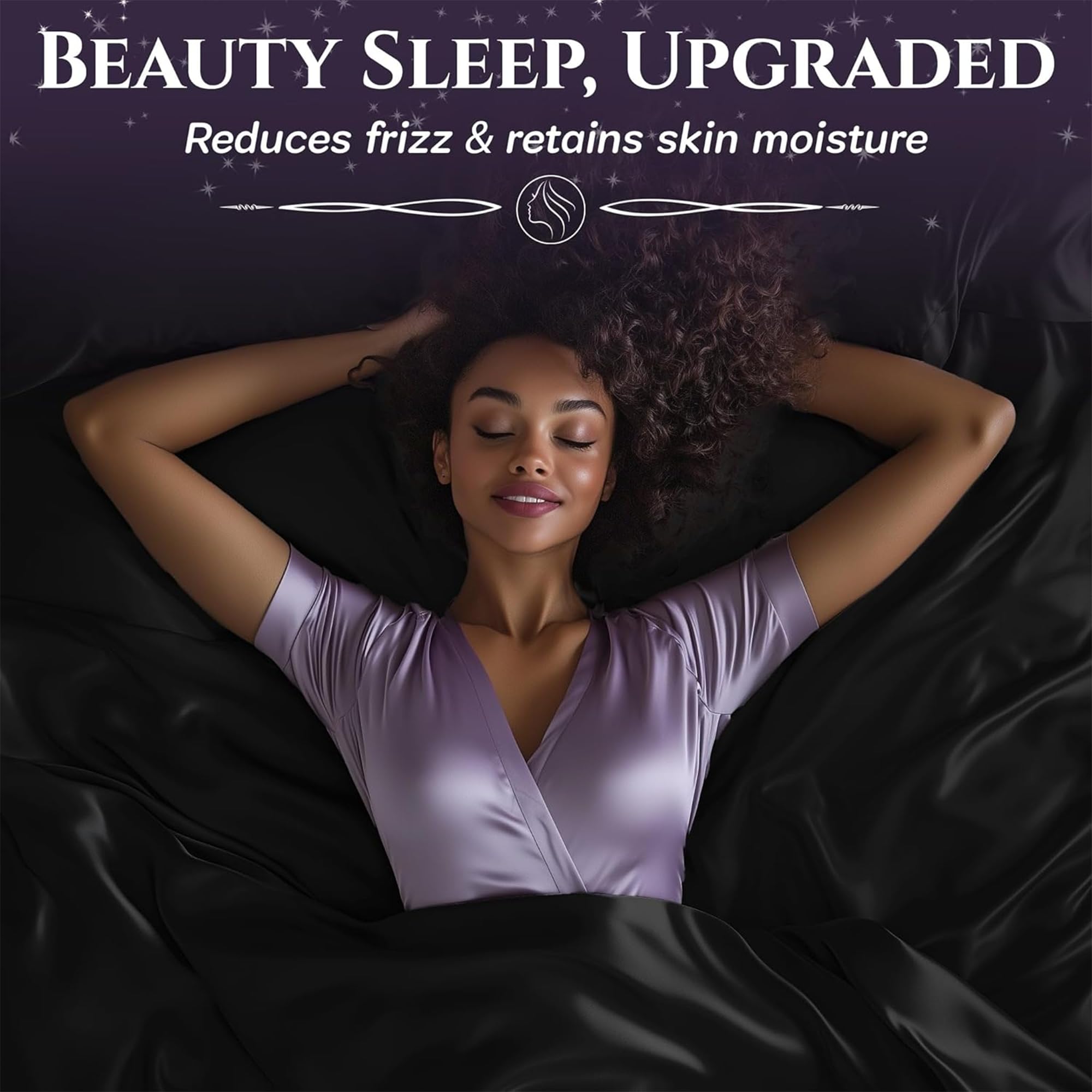 Wrinkle-free finish on Sleep Sanctuary satin sheets stays pristine in use