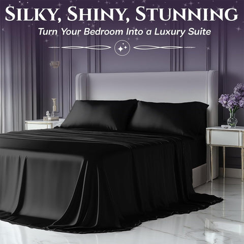 Sleep Sanctuary cooling satin fabric helps regulate temperature through the night