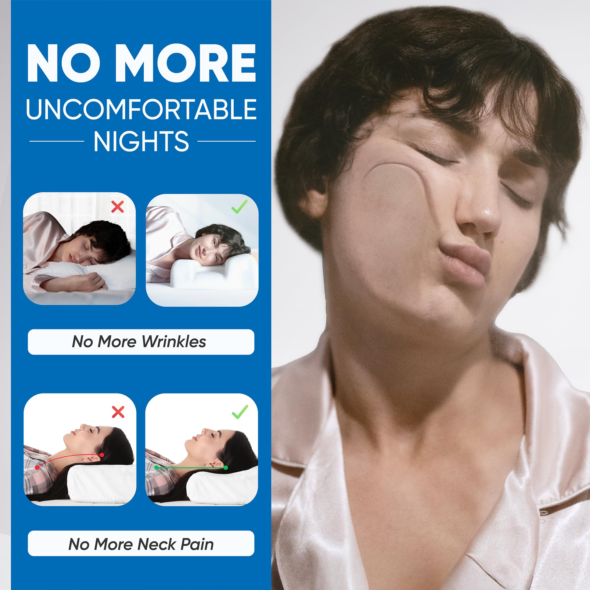 Sleep Sleek Flawless Face Beauty Pillow contour emphasizing reduced creasing