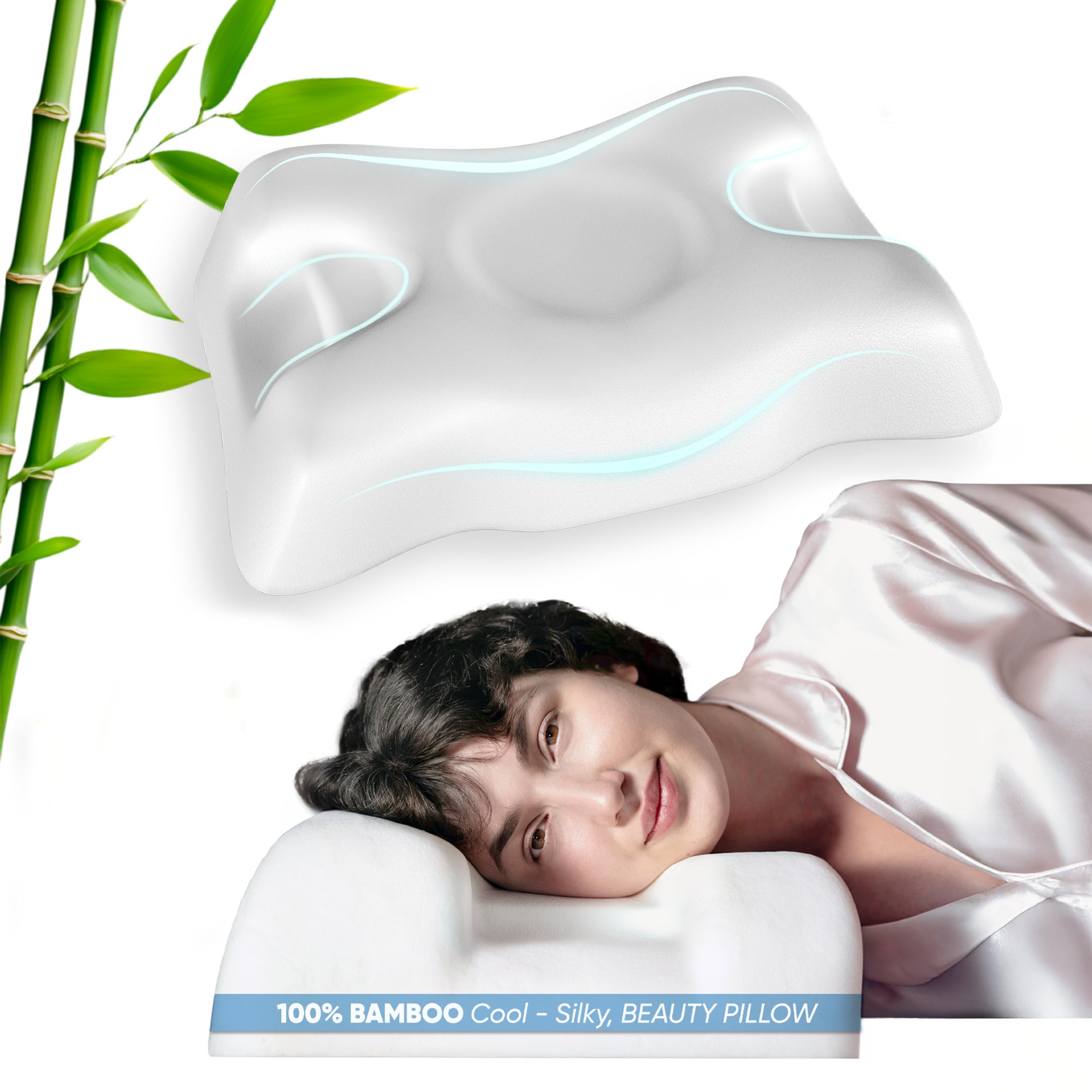 Sleep Sleek Flawless Face Beauty Pillow in-use scene for beauty sleep support