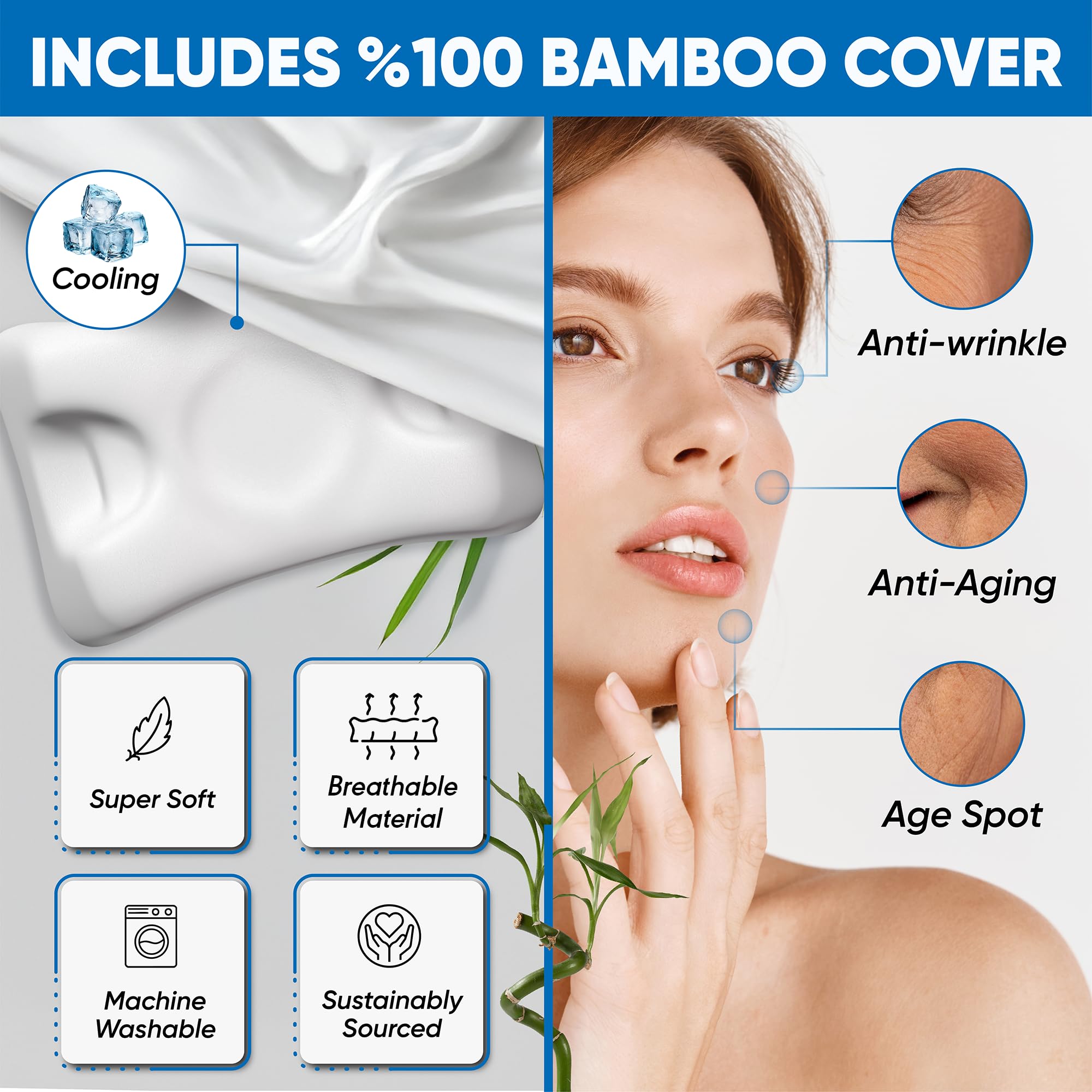 Sleep Sleek Flawless Face Beauty Pillow side profile for back and side sleepers