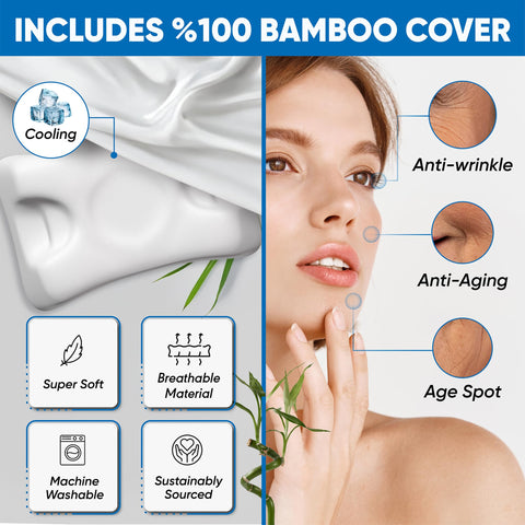 Sleep Sleek Flawless Face Beauty Pillow side profile for back and side sleepers