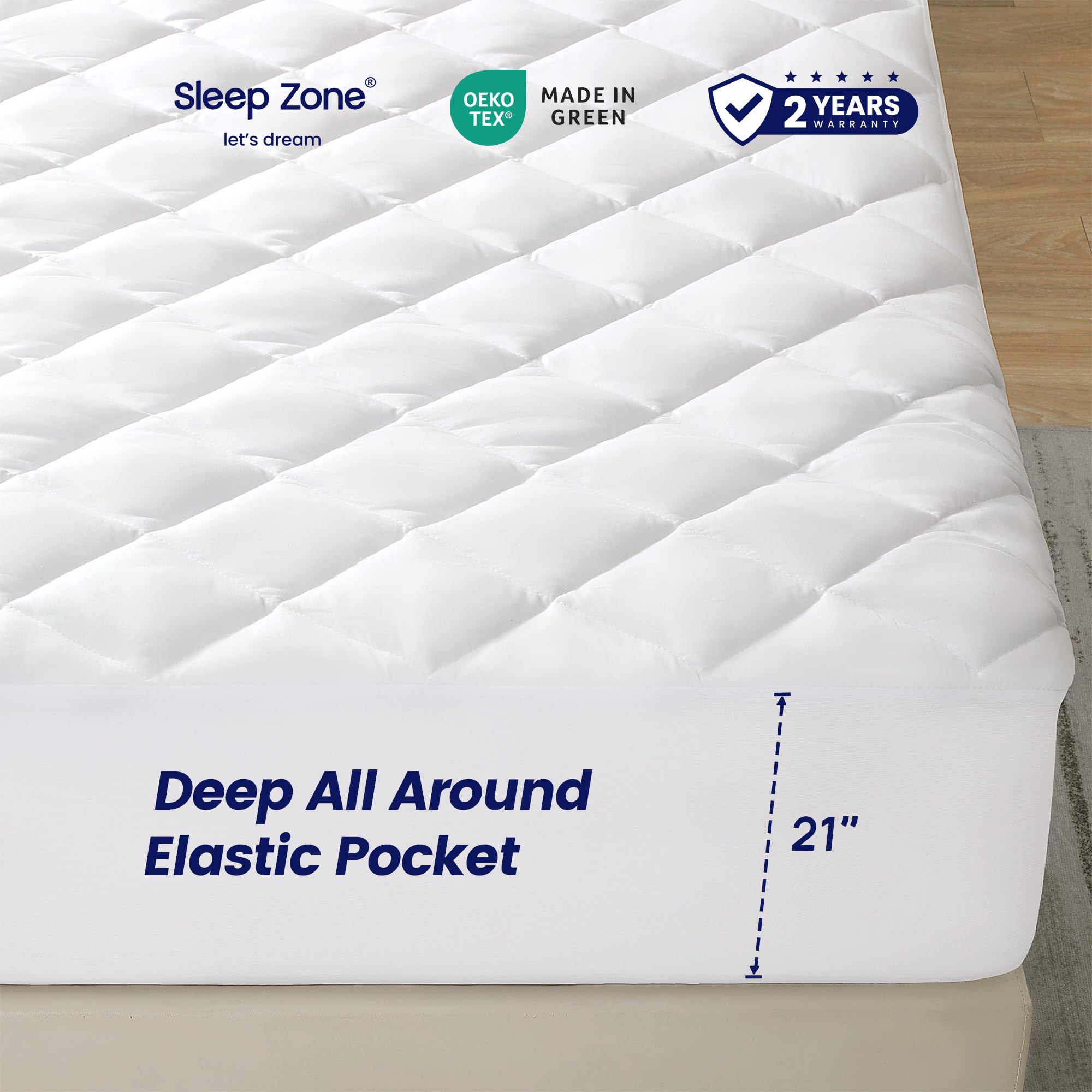 Sleep Zone breathable fabric shown as skin-friendly and quiet for nights.