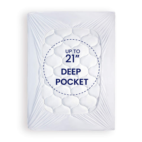 SLEEP ZONE twin mattress pad cover deep-pocket 8-21 inch stretch-fit stays put