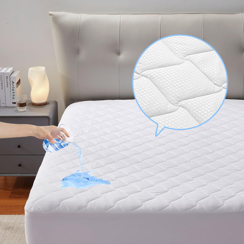 Sleep Zone waterproof mattress pad top view protects against spills for a cleaner bed