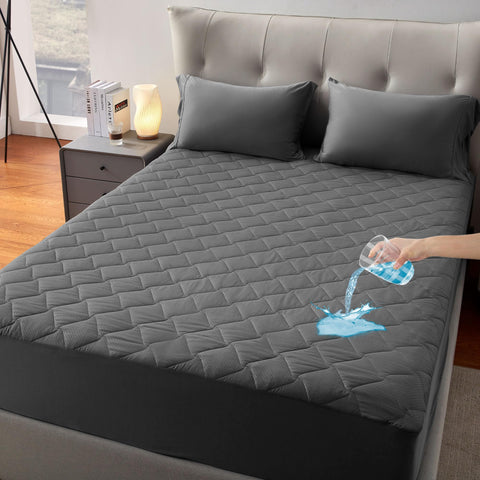SLEEP ZONE waterproof king protector, front view, guards against spills on your mattress.
