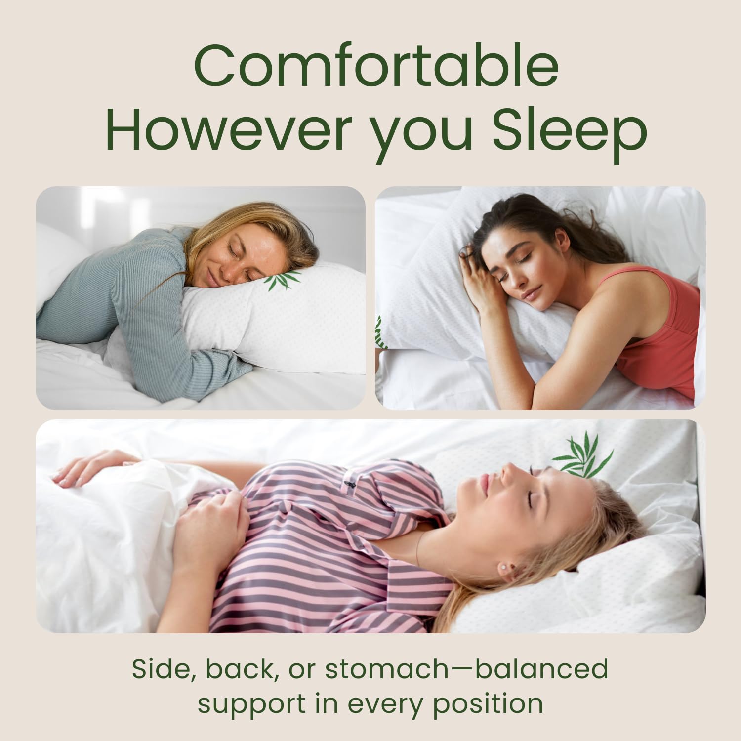 Sleepavo 2-pack pillow setup shown on a cozy bed