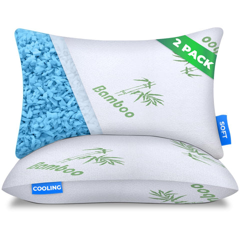 Sleepavo adjustable cooling pillow two-pack front view for cooler sleep