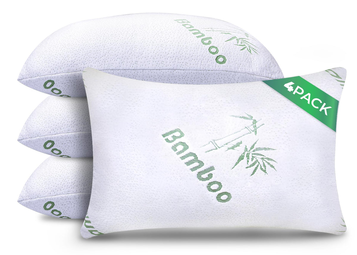 Sleepavo memory-foam-pillow-queen-4pack provides cool, supportive sleep for all-night comfort.
