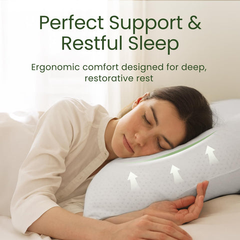 Sleepavo memory foam pillow supports neck alignment with plush, conforming fill