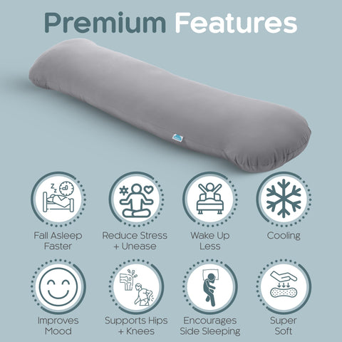 SleepCloud contoured design fits under chin and between knees for comfortable alignment