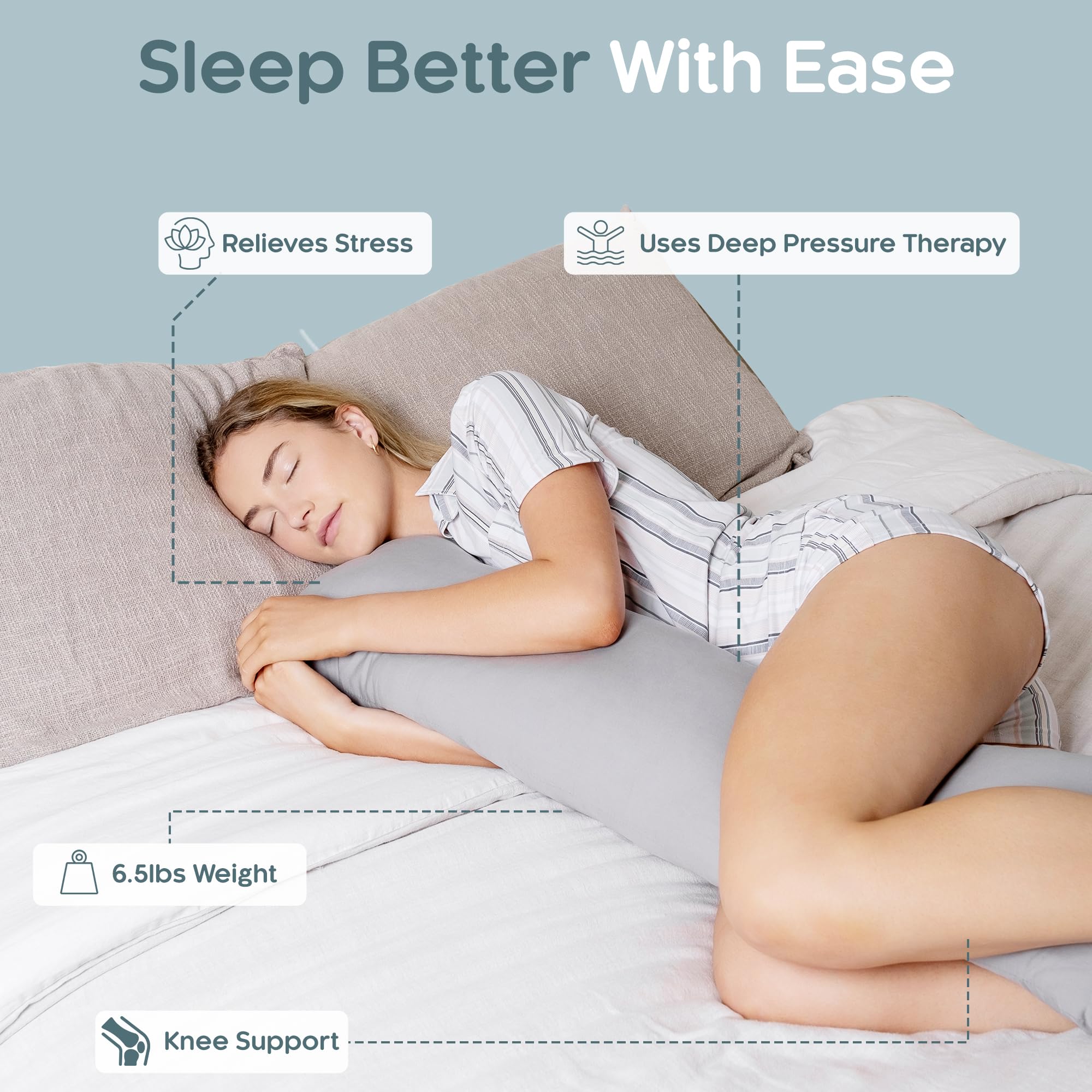 SleepCloud pillow being hugged to relax muscles and ease tension