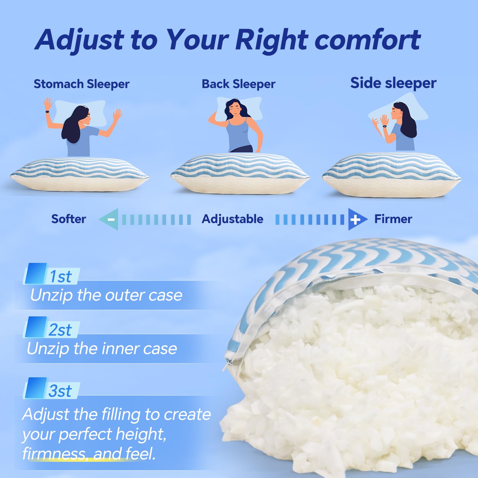 Sleepdiary memory foam polyester fill blends softness with reliable support.
