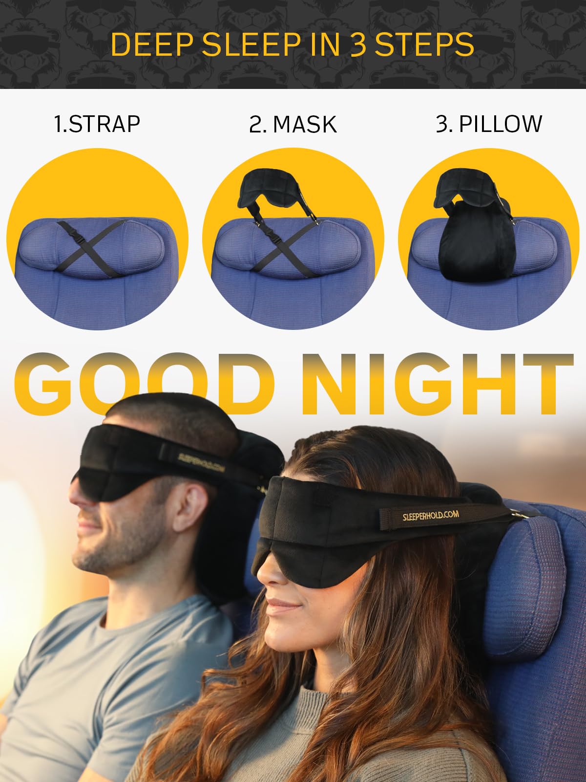 Sleeper Hold compact carry case with neck pillow for easy travel setup