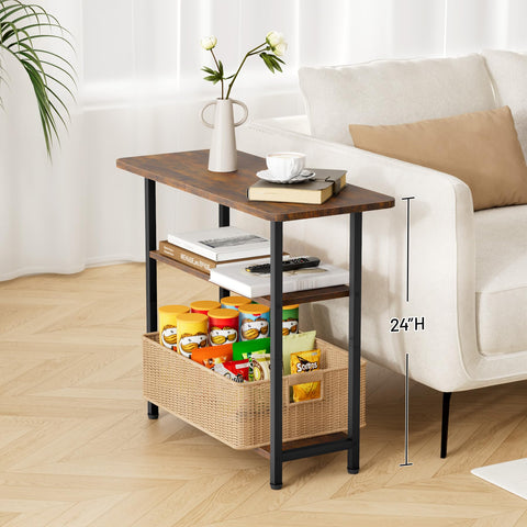 Sleeping Lamb 3-tier end table showing open shelves for organized storage.